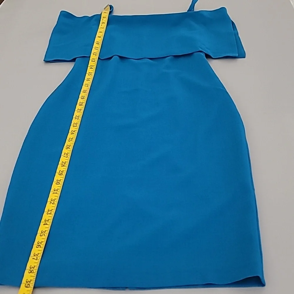 Nicole Miller New York Cold Shoulder Teal Dress - Picture 5 of 9